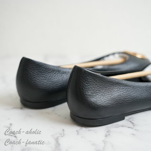 NIB Tory Burch Signature Logo Classic Chelsea Ballet Flat in Black/Gold - Picture 7 of 9